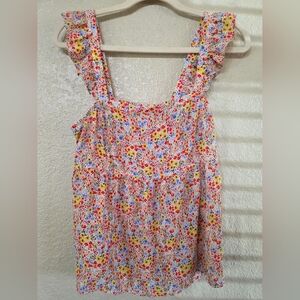 LOFT Outlet Floral Ruffle Strap Blouse - Multicolor